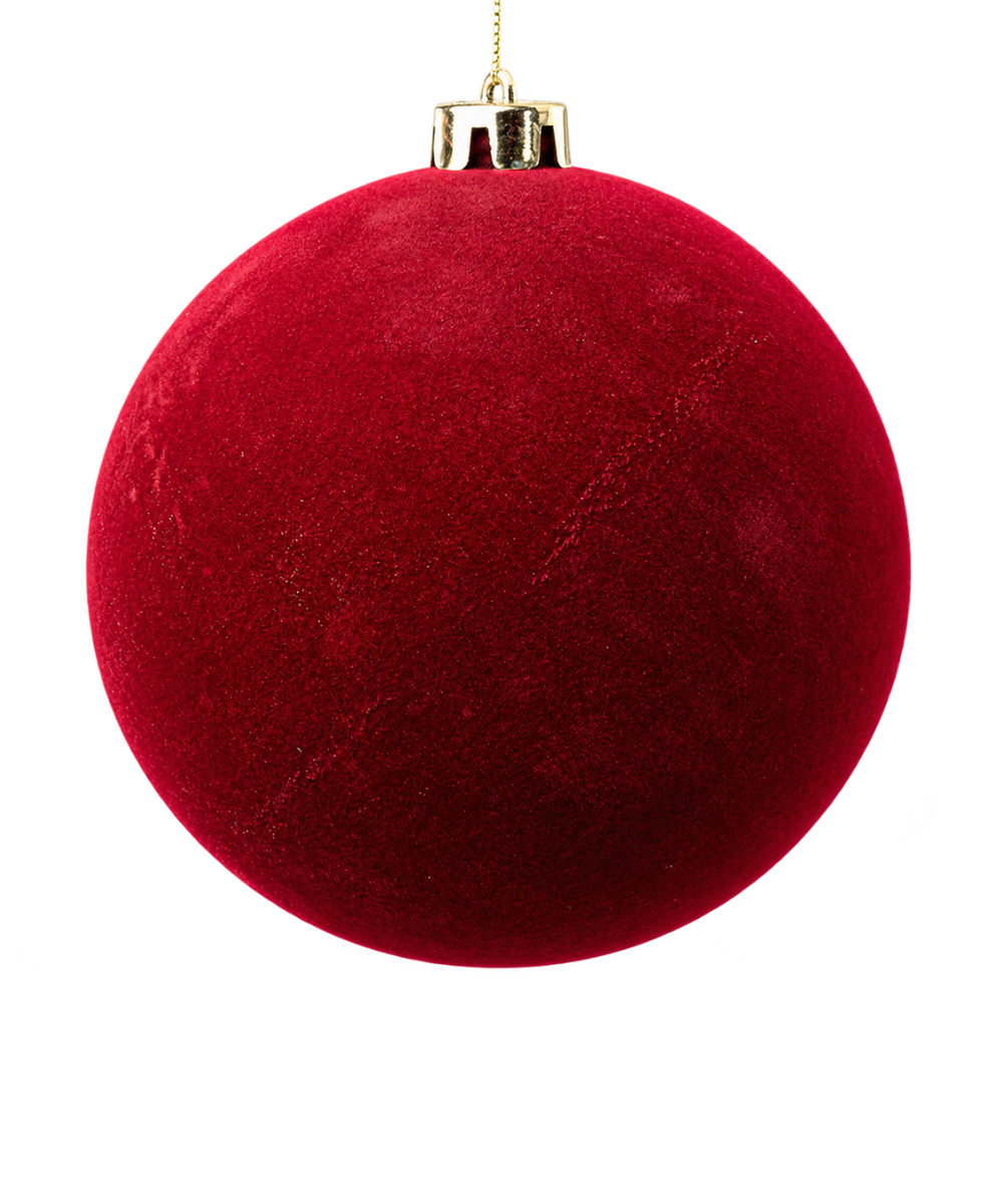 Bola Navideña Roja Gamuzada Set x3 15 cm