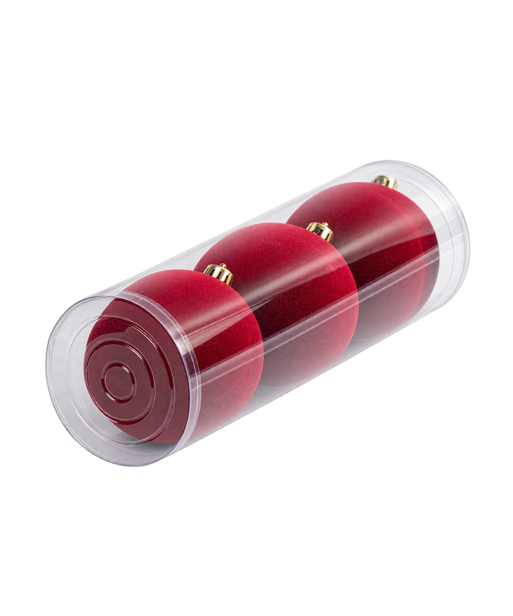 Bola Navideña Roja Gamuzada Set x3 15 cm