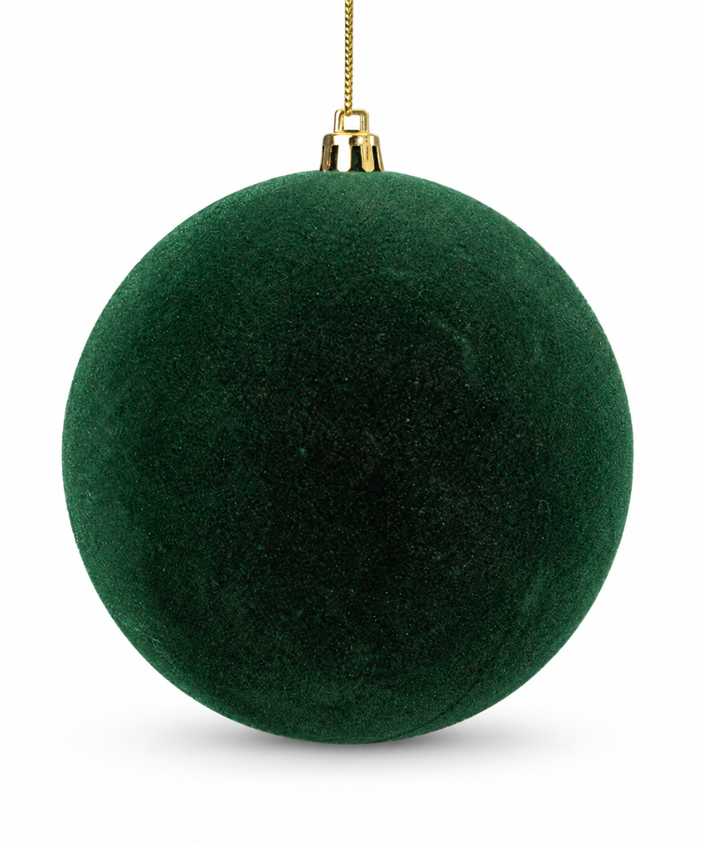 Bolas Navideñas Verdes Gamuzadas Set x4 12 cm