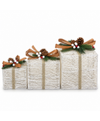 Regalos Navideños Blancos con Piñas Set x3