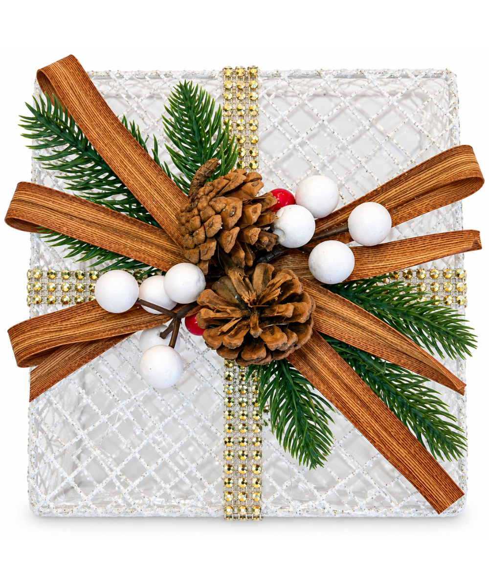 Regalos Navideños Blancos con Piñas Set x3