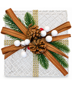 Regalos Navideños Blancos con Piñas Set x3