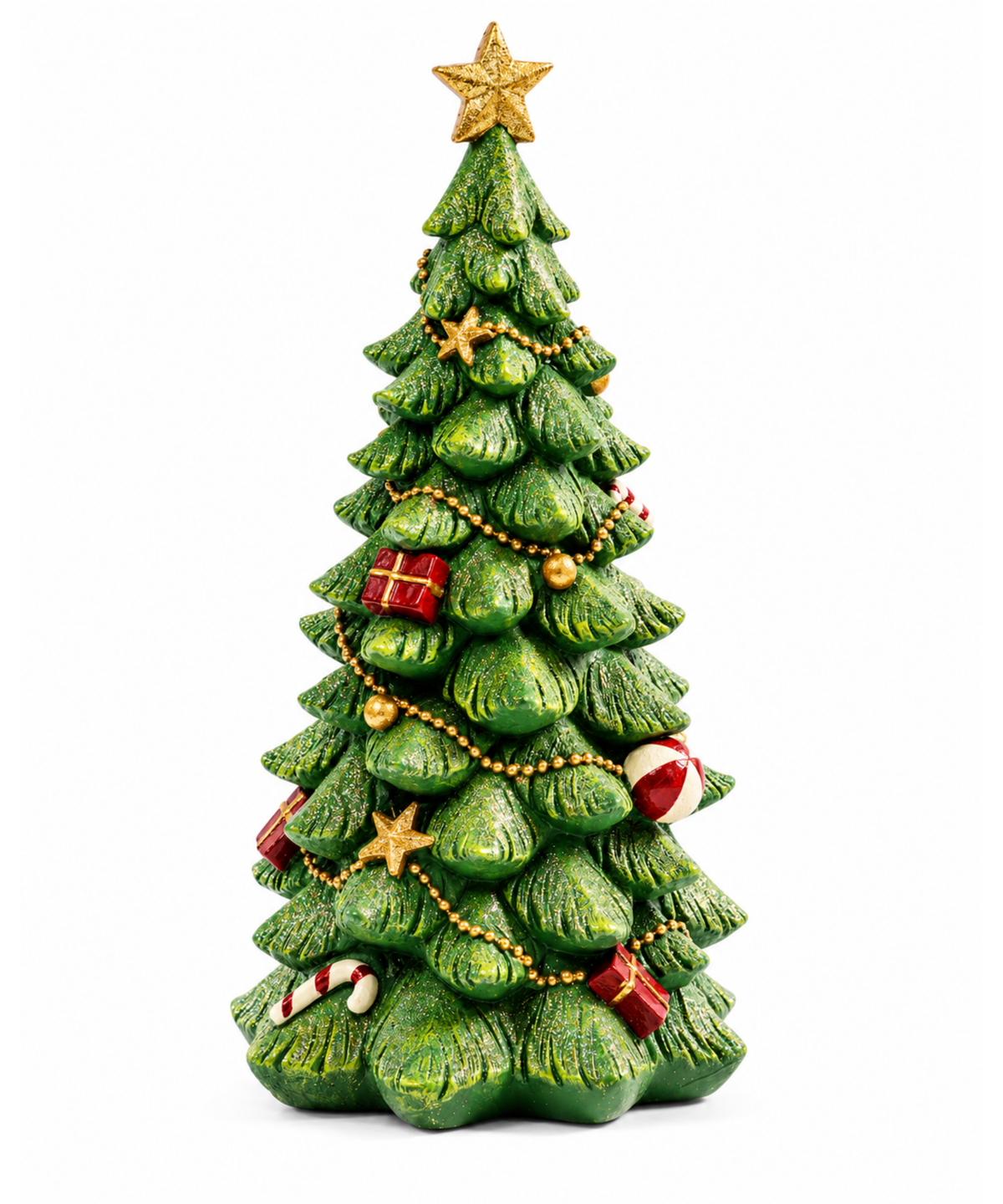 Árbol Navideño Verde con Detalles Dorados 13 x 31 cm