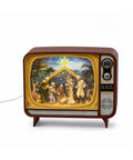Adorno Televisor Navideño Café y Dorado con Nacimiento 21x12x17 cm
