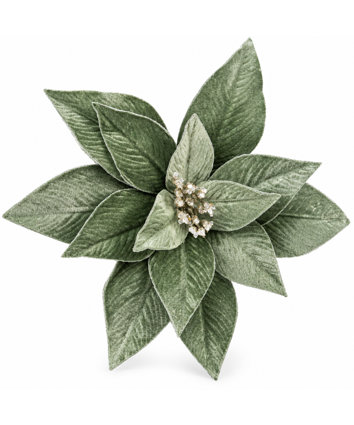 Flor Navideña Verde de Terciopelo