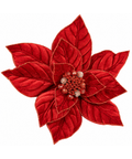 Flor Navideña Roja de Terciopelo con Borde Dorado