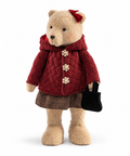 Oso Navideño Beige con Suéter Rojo y Bolso 18 x 45 cm