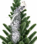 Pájaro Navideño Blanco y Plateado 30 cm
