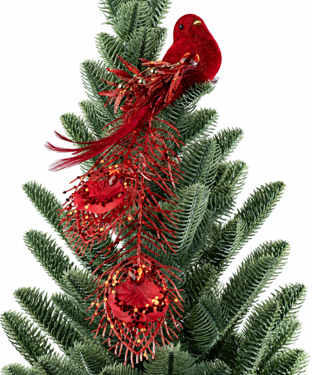 Pájaro Navideño Rojo Decorativo 30 cm