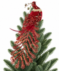 Pájaro Navideño Rojo con Cola Brillante 30 cm