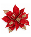 Flor Navideña Roja de Terciopelo con Dorado
