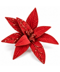 Flor Navideña Roja con Lentejuelas