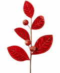 Follaje Navideño Rojo de Terciopelo 75 cm