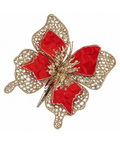 Flor Navideña Roja y Dorada con Clip