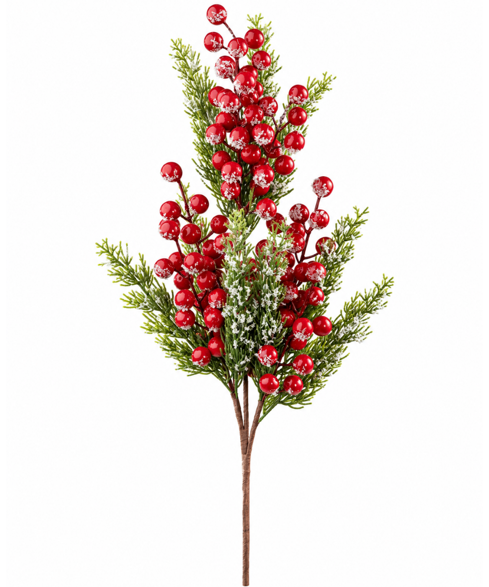 Follaje Navideño con Berries Nevadas 80 cm