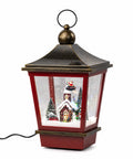 Farol Navideño Colgante Rojo y Bronce 30x60 cm