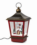 Farol Navideño Colgante Rojo y Bronce 30x60 cm