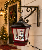 Farol Navideño Colgante Rojo y Bronce 30x60 cm