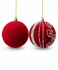 Bolas Navideñas Rojas con Plateado Set x6 10 cm