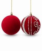 Bolas Navideñas Rojas con Plateado Set x6 10 cm