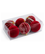 Bolas Navideñas Rojas con Plateado Set x6 10 cm