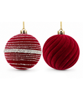 Bolas Navideñas Rojas Terciopelo Set x3 15 cm