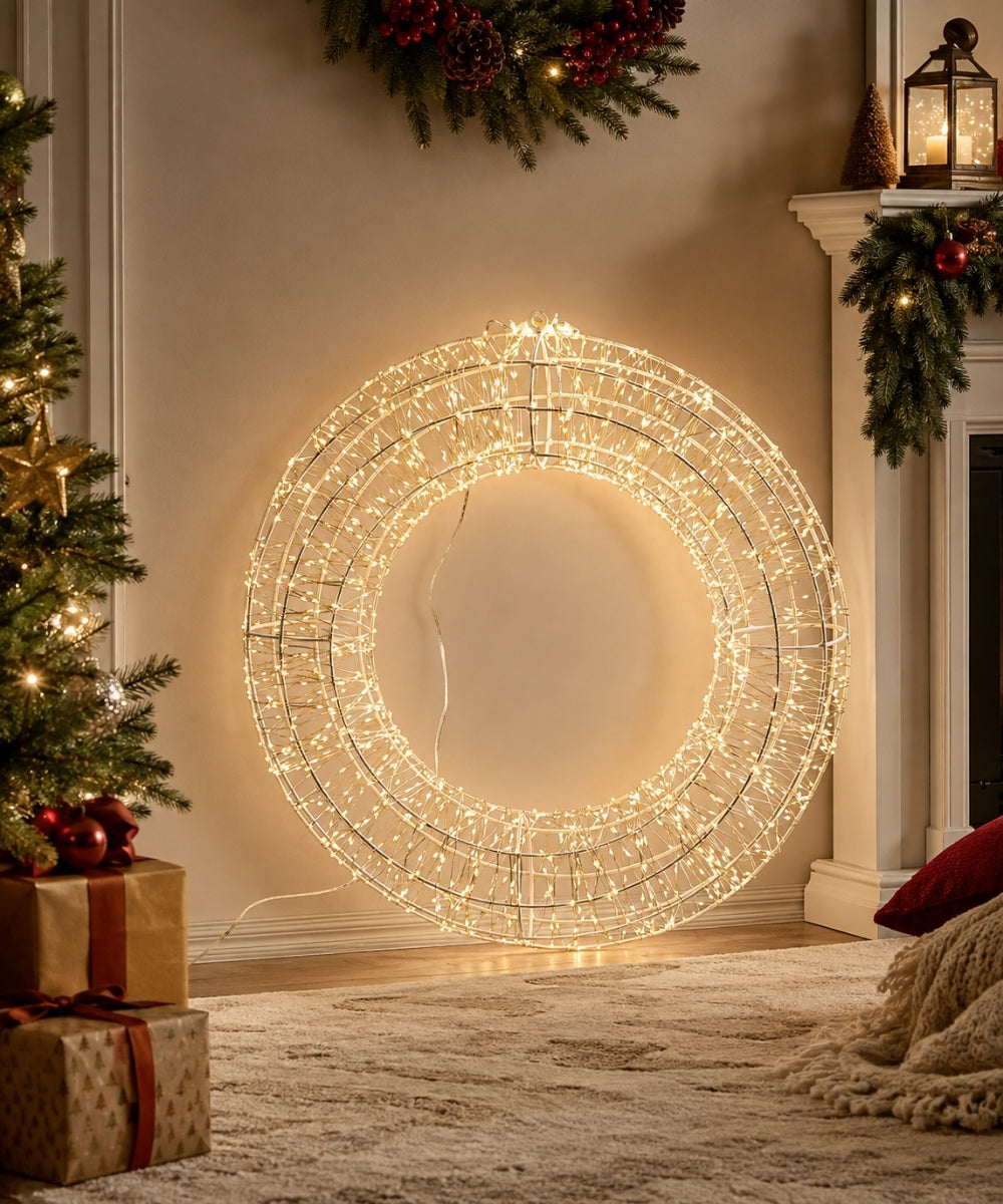Aro Navideño Iluminado Blanco con Luz Cálida 50 cm