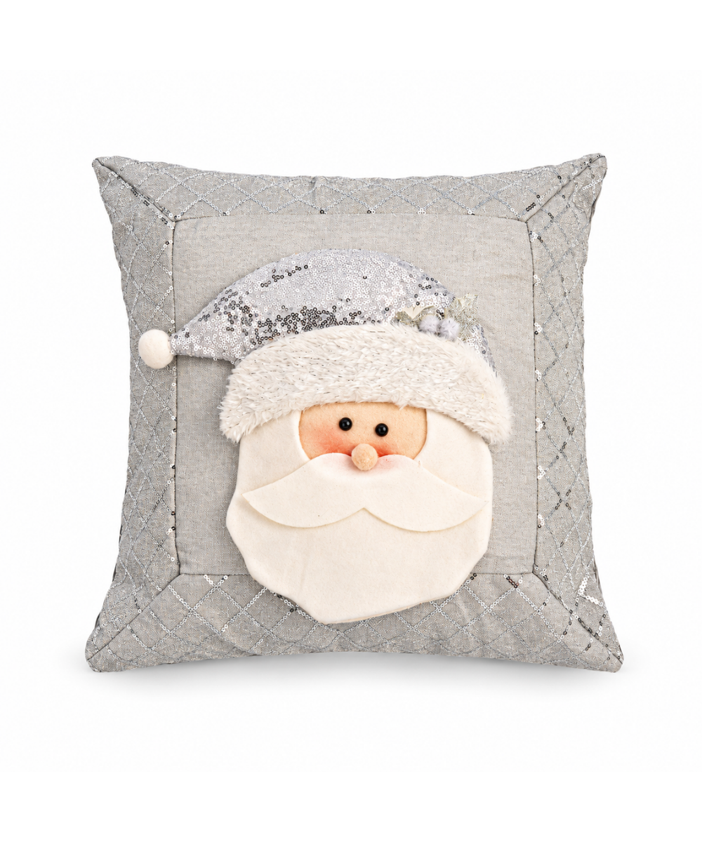 Cojín Navideño Santa Plateado 43 x 43 cm