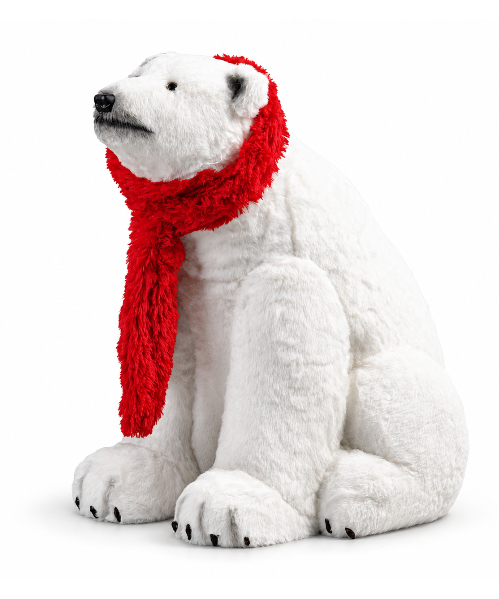 Oso Polar Navideño con Bufanda Roja 46 x 60 cm