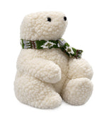 Oso Navideño Decorativo Blanco con Bufanda Verde 12 x 25 cm