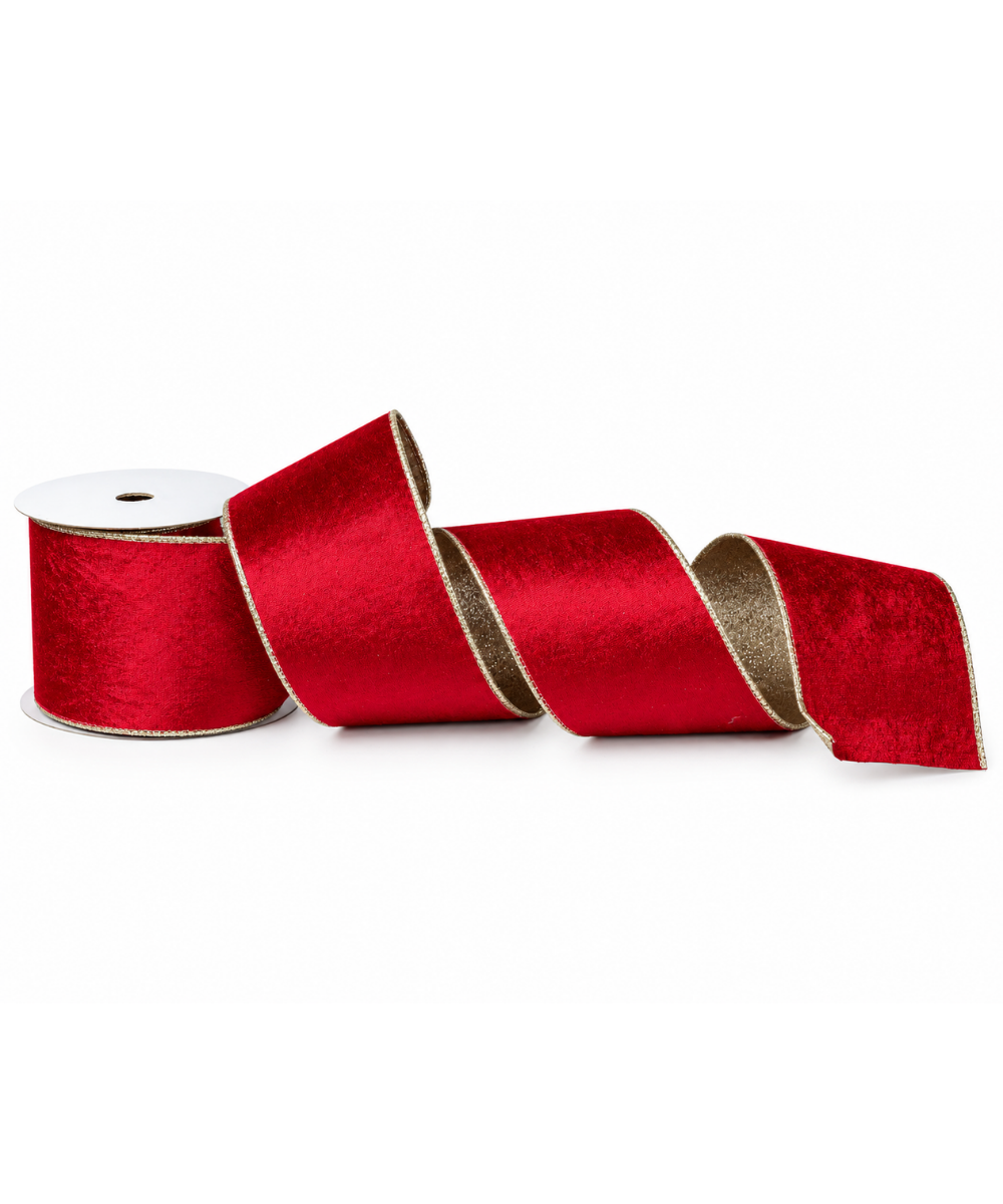 Cinta Roja Borde Dorado 10 cm x 9 m