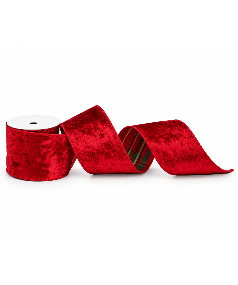 Cinta Roja Terciopelo Doble Faz 10 cm x 9 m