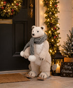 Oso Polar Navideño Esquiador Blanco y Gris 54 cm fondo