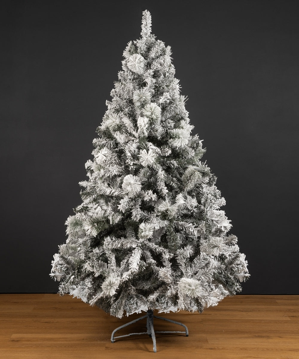 Pino Bahamas Verde Flockizado Árbol de Navidad Decorativo Nevado Artificial