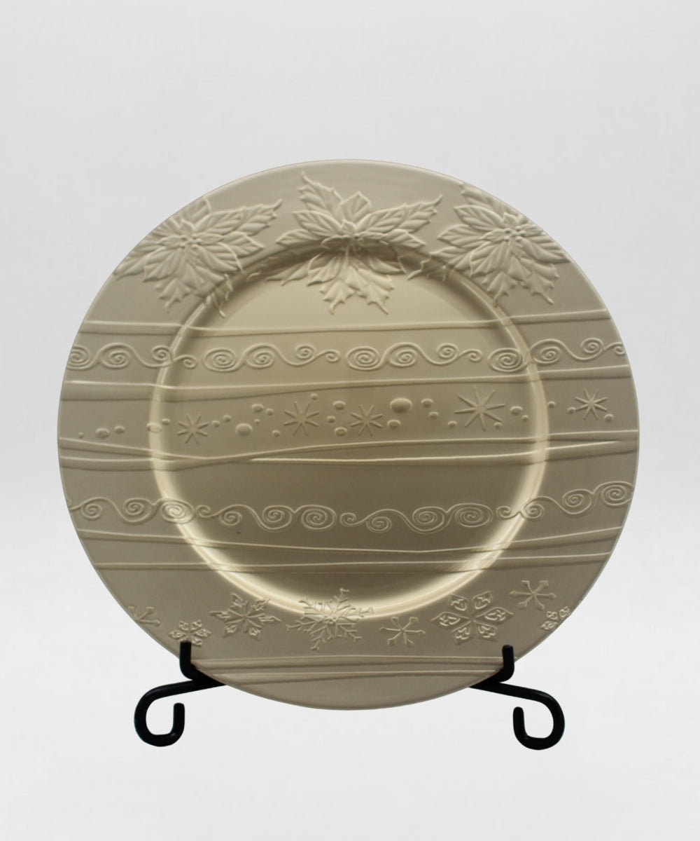 Plato Decorativo 33 cm Champaña con Relieve para Centro de Mesa y Decoración