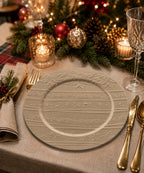 Plato Decorativo 33 cm Champaña con Relieve para Centro de Mesa y Decoración