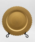 Plato Decorativo 33 cm Dorado con Puntos en Relieve Centro de Mesa Elegante