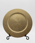 Plato Decorativo 33 cm Dorado con Relieve Centro de Mesa Elegante