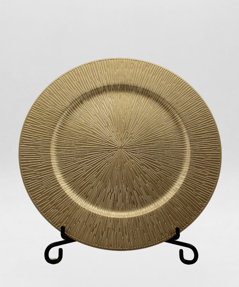 Plato Decorativo 33 cm Dorado con Relieve Centro de Mesa Elegante