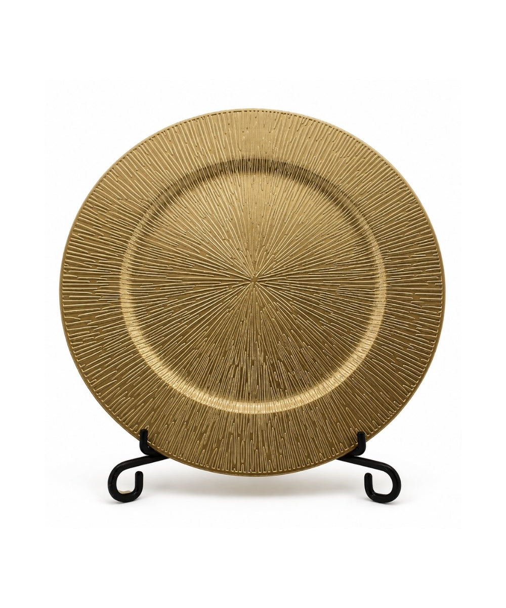 Plato Decorativo 33 cm Dorado con Relieve Centro de Mesa Elegante