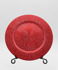 Plato Decorativo 33 cm Rojo con Relieve Centro de Mesa Navideño Elegante