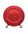 Plato Decorativo 33 cm Rojo con Relieve Centro de Mesa Navideño Elegante