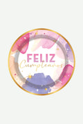 Plato de Torta Feliz Cumpleaños Acuarela