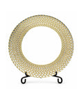 Plato de Vidrio 32 cm Borde Dorado Trenzado Centro de Mesa Elegante Decorativo