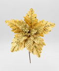 Poinsettia Dorada con Lentejuelas y Hojas 30x49 cm