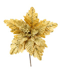 Poinsettia Dorada con Lentejuelas y Hojas 30x49 cm