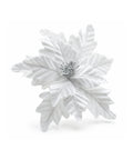 Poinsettia Gamuza Mate con Semillas Blanco 25x32 cm Flor Navideña Decorativa