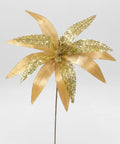 Poinsettia Grande Hoja Gamuza y Malla Flor Dorado 54x44 cm