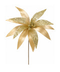 Poinsettia Grande Hoja Gamuza y Malla Flor Dorado 54x44 cm
