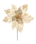 Poinsettia Hoja Gamuza con Línea Escarchada Champaña Dorado 28x32 cm
